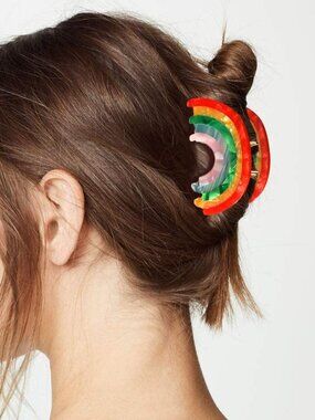 Rainbow Hair Claw Clip Non Slip 3inch Acrylic Strong Hold